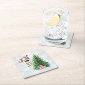 Joy Typografie | Weihnachtslama mit Baum Rechteckiger Pappuntersetzer (Vor Ort)