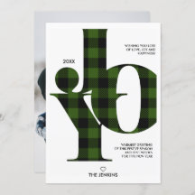Joy Typografy Green Buffalo Kariert Foto Holiday