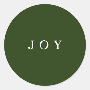 JOY Typografy Green Simple Modern Holiday Sticker