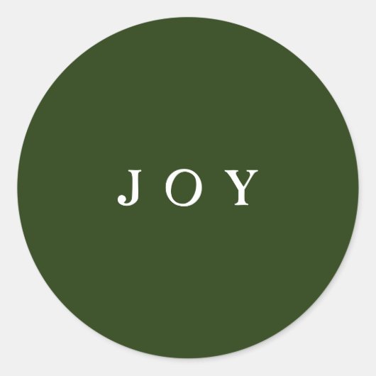 JOY Typografy Green Simple Modern Holiday Sticker (Vorderseite)