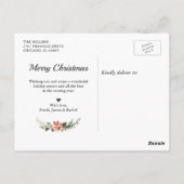 JOY Typografy Poinsettia Floral Christmas Foto Postkarte (Rückseite)