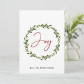Joy Typografy Script Wreath 3 Foto Weihnachten (Stehend Vorderseite)