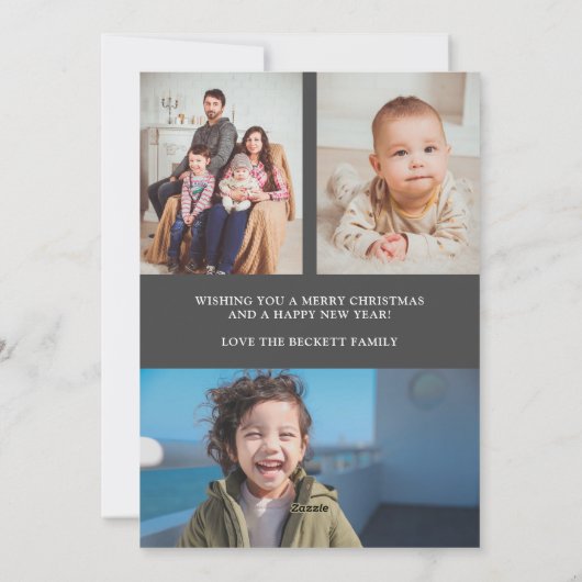 Joy Typografy Script Wreath 3 Foto Weihnachten (Rückseite)