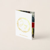 Joy Typografy Script Wreath 3 Foto Weihnachten Folienkarte (Vorderseite)