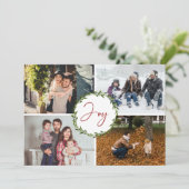 Joy Typografy Script Wreath 4 Foto Weihnachten (Stehend Vorderseite)