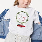 Joy Typography Script Christmas Wreath Holiday T-Shirt
