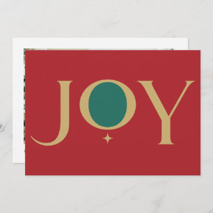 Joy Unique Typografy Red Green Family Foto Feiertagskarte