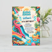 Joy Water Park Cool Summer splash Pad 8. Geburtsta Einladung (Stehend Vorderseite)