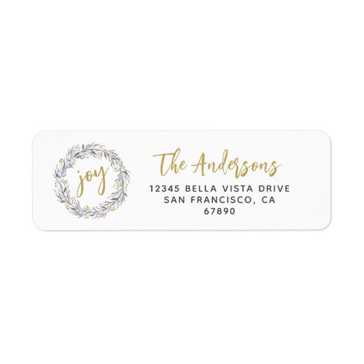 Joy Watercolor Botanical Wreath Rücksendeadresse (Vorne)