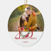 JOY Watercolor Christmas Wreath Foto Keramik Ornament (Links)