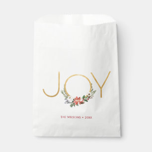 Joy Watercolor Floral mit Gold Weihnachten Geschenktütchen