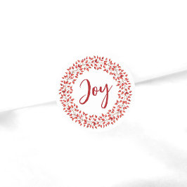 Joy Watercolor Rosehips Wreath. Weihnachten Runder Aufkleber