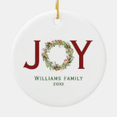 Joy Watercolor Weihnachtsmann Familienname Keramik Ornament (Hinten)