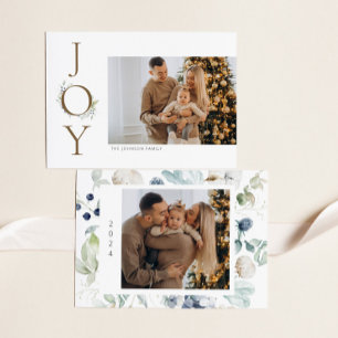 Joy Watercolor Winter Florals 2 Fotos Feiertagskarte