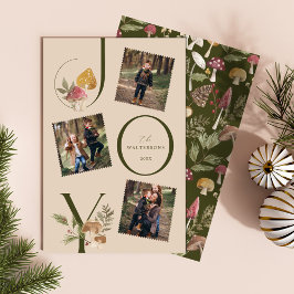 Joy Watercolor Woodsy Mushrooms 3 FotoCollage Feiertagskarte