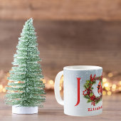 Joy Watercolor Wreath + Red Kardinal | Name Kaffeetasse