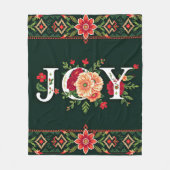 JOY Weihnachten Blumenrand Fleecedecke (Vorderseite)