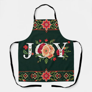 JOY Weihnachten floraler Rand Schürze