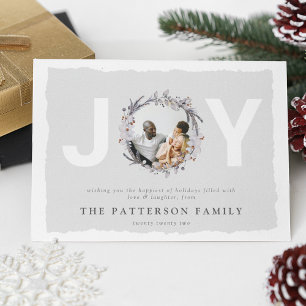 'JOY' Weihnachts-Botanisches Foto Feiertagskarte