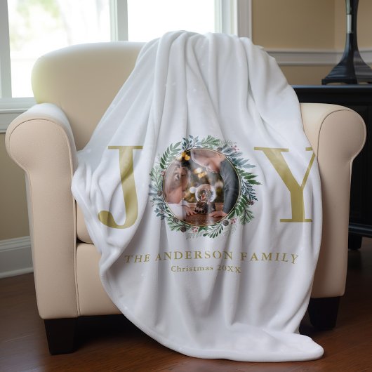 "Joy" Weihnachts-Feuerwerk Custom-Foto Fleecedecke