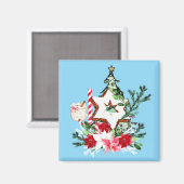 JOY Weihnachtsbaum Blumen Zuckerstange Magnet (Vorderseite/Rückseite)