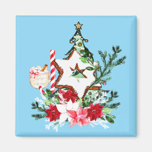 JOY Weihnachtsbaum Blumen Zuckerstange Magnet