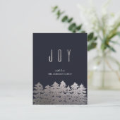 Joy. Weihnachtsbaum. Silberkiefern. Moderne Marine Feiertagspostkarte (Stehend Vorderseite)