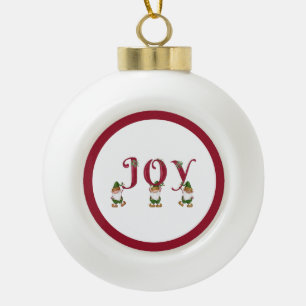 JOY Weihnachtselfen halten Briefe Keramik Kugel-Ornament