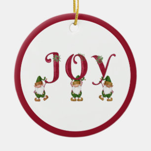 JOY Weihnachtselfen halten Briefe Keramik Ornament