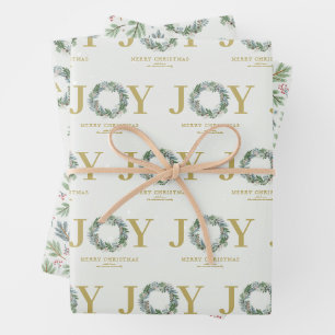 "Joy" Weihnachtsfeier Geschenkpapier Set