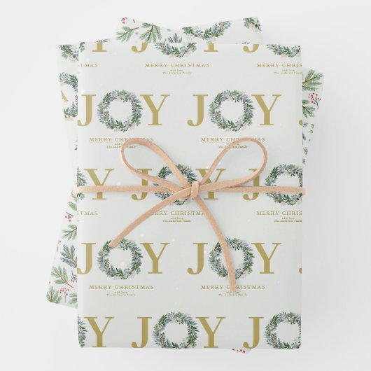 "Joy" Weihnachtsfeier Geschenkpapier Set (Beispiel)