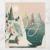 Joy. Weihnachtshintergebirgslandschaft Weinetikett (Einzelnes Label)