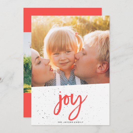 JOY-Weihnachtskarte [rot] Feiertagskarte (Vorne/Hinten)