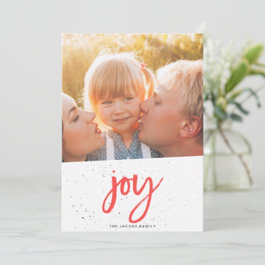 JOY-Weihnachtskarte [rot] Feiertagskarte (Stehend Vorderseite)