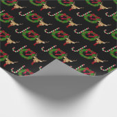 JOY Weihnachtskranz und Rentiere Geschenkpapier (Ecke)