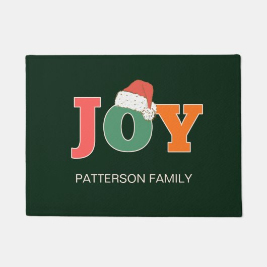 JOY! Weihnachtsmannmütze Script Typografy Custom F Fußmatte (Vorderseite)