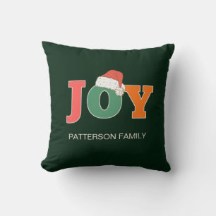 JOY! Weihnachtsmannmütze Script Typografy Custom F Kissen