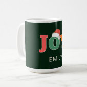 JOY! Weihnachtsmannmütze Script Typografy Custom Kaffeetasse (Vorderseite Links)