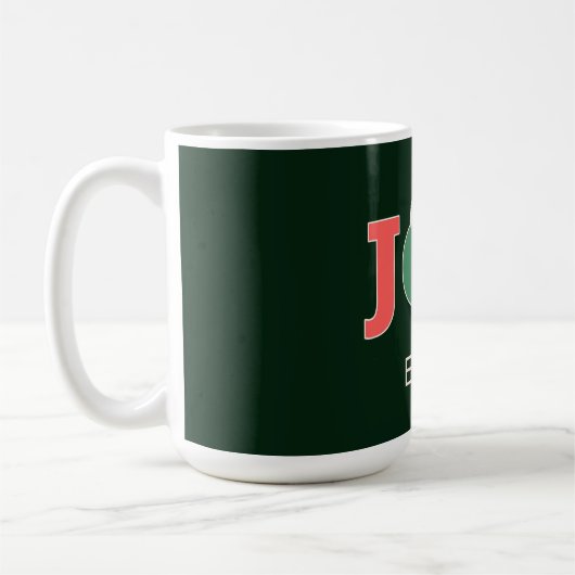 JOY! Weihnachtsmannmütze Script Typografy Custom Kaffeetasse (Links)