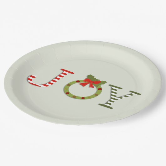 Joy - Weihnachtsplatten Pappteller (Schrägansicht)