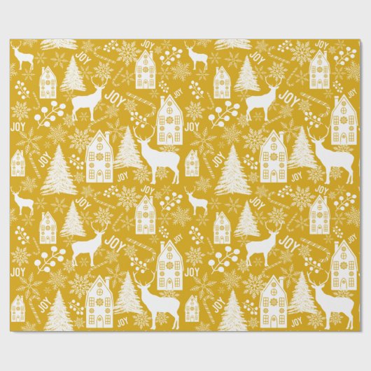 Joy White Gold Christmas  Geschenkpapier (Flach)