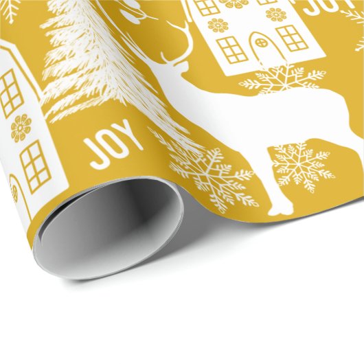 Joy White Gold Christmas Geschenkpapier (Rolleneckpunkt)