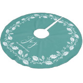 Joy White Holly Aquamarine Weihnachten Polyester Weihnachtsbaumdecke (Schrägansicht)