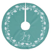 Joy White Holly Aquamarine Weihnachten Polyester Weihnachtsbaumdecke (Vorderseite)