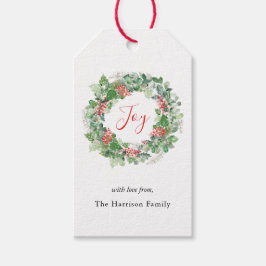 Joy Winter Berries und Grüner Weihnachtskranz Geschenkanhänger