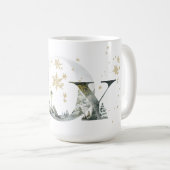 Joy Winter Forest Lettering Gold Snowflakes Kaffeetasse (VorderseiteRechts)