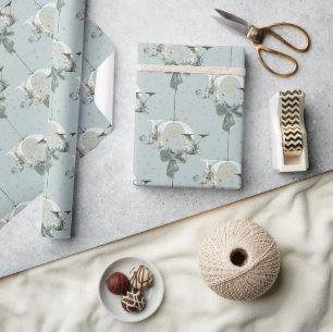 Joy Winter Forest Schriftart Gold Snow Ornament Bl Geschenkpapier