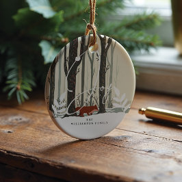 Joy Woodland Winter Wonderland Forest Fox Foto Keramik Ornament