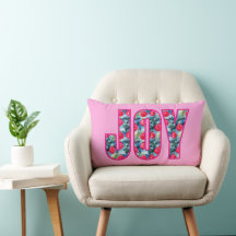 JOY Word Art in Fuchsia Pink und Aquamarin Green