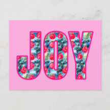 JOY Word Art in Fuchsia Pink und Aquamarin Green